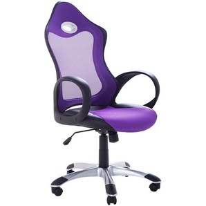 Bürostuhl Violett Wippfunktion Bürostuhl mit atmungsaktiver Netzbespannung Bequem Modernes Design