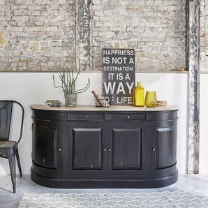 Buffet aus Mahagoni und massivem Teakholz 180 cm schwarz