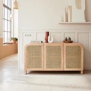 Buffet aus massivem Mindi und Rohrgeflecht 150 cm