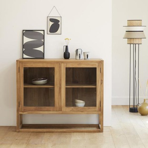 Buffet aus massivem Teakholz und Glas 120 cm