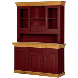 Buffet I 143 x 197 x 45cm Rot/Braun/Kiefer Rot/Kiefer Laugenfarbig