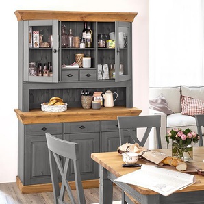 Buffet I 143 x 197 x 45cm Braun/Grau/Kiefer Grau/Kiefer Laugenfarbig