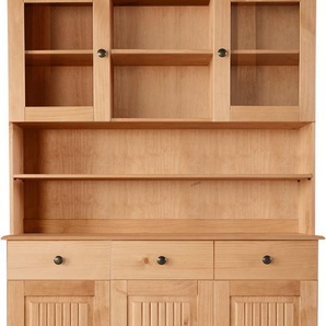 Buffet HOME AFFAIRE Liotta Schränke Gr. B/H/T: 118 cm x 180 cm x 34 cm, 5 St., beige (natur gebeizt, gewachst) Anrichten Buffets mit 2 Schubkasten u. 6 verstellbare Einlegeböden, massives Kiefernholz