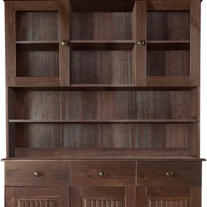 Buffet HOME AFFAIRE Liotta Schränke Gr. B/H/T: 118 cm x 180 cm x 34 cm, 5 St., braun Anrichten Buffets mit 2 Schubkasten u. 6 verstellbare Einlegeböden, massives Kiefernholz