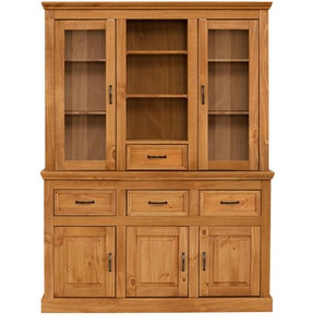 Buffet HOME AFFAIRE Selma Schränke Gr. B/H/T: 145 cm x 192 cm x 38 cm, 5 St., beige (natur gebeizt, gewachst) Anrichten Buffets aus massivem Kifernholz, mit Griffen antikisiertem Metall