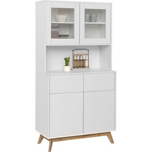 Buffet HOME AFFAIRE Skandi Schränke Gr. B/H/T: 84 cm x 165 cm x 39 cm, 4 St., weiß (weiß matt) Anrichten Buffets 2 Glastüren, Holztüren und Schubkasten, Breite 84cm, Höhe 165cm