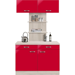 Buffet OPTIFIT Faro Schränke Gr. B/H/T: 120 cm x 206,6 cm x 60 cm, 2 St., rot (rot glanz) Küchenserien mit Metallgriffen, Breite 120 cm