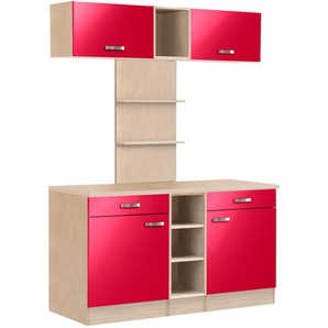 Buffet OPTIFIT Faro Schränke Gr. B/H/T: 150 cm x 206,6 cm x 60 cm, 2 St., rot (rot glanz) Küchenserien mit Metallgriffen, Breite 150 cm