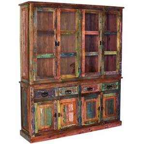 Buffet Seaside, 4-türig Massivholz, Metall Recycletes Holz Shabby Chic Indien Indisch