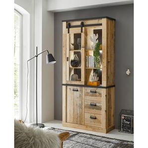 Buffet I 93 x 201 x 38cm Braun/Eiche Dekor