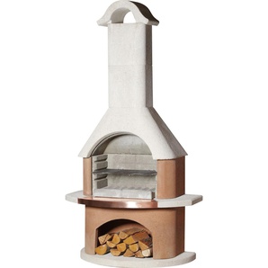Grillkamin BUSCHBECK Bologna Grills Gr. B/H/T: 110 cm x 210 cm x 65 cm, orange (weiß, terrakotta) Grillkamine Grills BxTxH: 110x65x210 cm