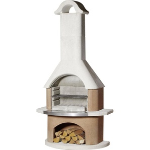 Buschbeck Grillkamin Davos weiß-terracotta 210 x 110 x 65 cm GLO691401836