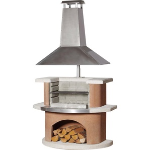 Grillkamin BUSCHBECK Kampen Grills Gr. B/H/T: 110 cm x 210 cm x 65 cm, orange (weiß, terrakotta) Grillkamine Grills BxTxH: 110x65x210 cm