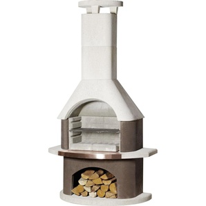 Buschbeck Grillkamin San Remo weiß-braun 206 x 110 x 65 cm GLO691401835
