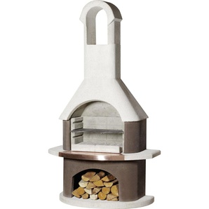 Buschbeck Grillkamin St. Moritz weiß-braun 203 x 110 x 65 cm GLO691401839