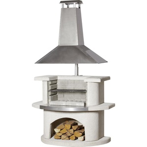 Buschbeck Grillkamin Venedig weiß-Edelstahl 197 x 110 x 65 cm GLO691401827