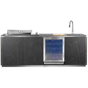 Buschbeck Outdoorküche Derby inkl. Kühlschrank und Spüle mit Armatur GLO691404617