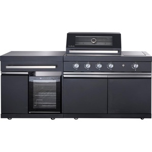 Buschbeck Outdoorküche Newcastle schwarz, 199 x 120 x 58 cm, inkl. 4-Brenner Gasgrill GLO691404775