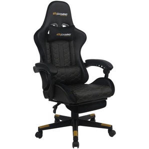 BX Gaming Gamingstuhl, Schwarz, Metall, Kunststoff, Textil, Drehkreuz, 63x114x62 cm, Sitzfläche 360° drehbar, inklusive Armlehnen, Kinder- &