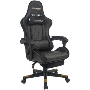 BX Gaming Gamingstuhl, Schwarz, Metall, Kunststoff, Textil, Drehkreuz, 63x114x62 cm, Sitzfläche 360° drehbar, inklusive Armlehnen, Kinder- &