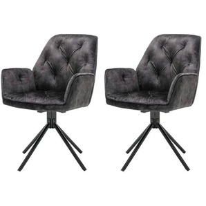 by Living Armlehnenstuhl 2er-Set  Sarina ¦ grau ¦ Maße (cm): B: 59,5 H: 89