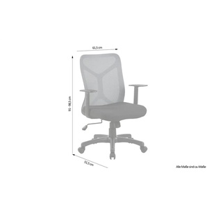 by Living Bürodrehstuhl  Bone ¦ grau ¦ Maße (cm): B: 61,5 H: 98,5