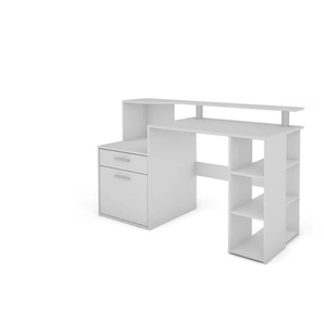 by Living Schreibtisch - weiß - Materialmix - 140 cm - 89 cm | Möbel Kraft