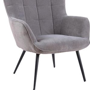 Sessel BYLIVING Uta Gr. Cordstoff, Farbe grau, ohne Hocker, B/H/T: 60 cm x 97 cm x 80 cm, grau Einzelsessel wahlweise mit oder ohne Hocker, in Cord, Samt Webstoff