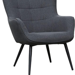 Sessel BYLIVING Uta Gr. Webstoff, Farbe dunkelgrau, ohne Hocker, B/H/T: 60 cm x 97 cm x 80 cm, grau (dunkelgrau) Einzelsessel wahlweise mit oder ohne Hocker, in Cord, Samt Webstoff