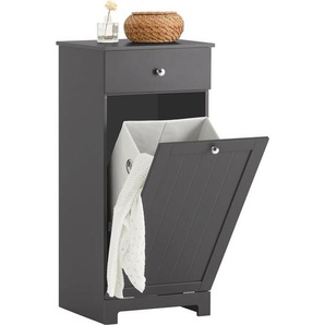 BZR21-DG Wäscheschrank mit ausklappbarem Wäschesack Wäschetruhe Wäschesammler mit Schubladen Wäschekorb Badschrank grau bht ca: 40x90x38cm - Sobuy