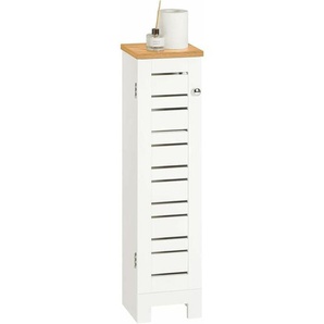 BZR85-W Freistehend Toilettenrollenhalter Toilettenschrank Toilettenpapieraufbewahrung Badregal Badschrank Seitenschrank Badmöbel Weiß-Natur bht ca: