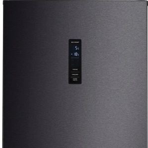 C (A bis G) HANSEATIC Kühl-/Gefrierkombination Kühlschränke NoFrost, Display, Türalarm schwarz (schwarz, edelstahlfarben) Kühl-Gefrierkombinationen