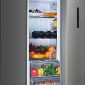 C (A bis G) HANSEATIC Kühl-/Gefrierkombination Kühlschränke NoFrost, Schnellgefrierfunktion, Eco-Modus, Display, Türalarm silberfarben (edelstahl optik) Kühl-Gefrierkombinationen Bestseller