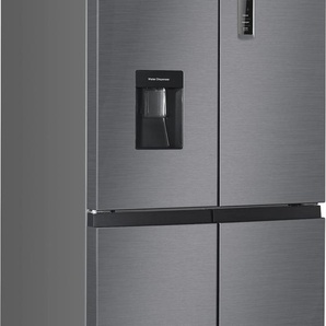 HANSEATIC Multi Door HCDC18080CWD, C (A-G), silber (edelstahl), B:79cm H:180cm T:70cm, Kühlschränke, NoFrost, Wasserspender, Display, Topseller