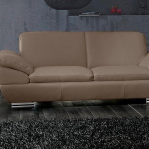 2,5-Sitzer CALIA ITALIA Glamour Sofas Gr. B/H/T: 206 cm x 79 cm x 94 cm, Leder BULL, braun (café) 2-Sitzer Sofas