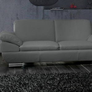 2,5-Sitzer CALIA ITALIA Glamour Sofas Gr. B/H/T: 206 cm x 79 cm x 94 cm, Leder BULL, grau 2-Sitzer Sofas