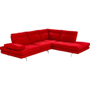 CALIA ITALIA Ecksofa Toby Wing, L-Form, Multifunktionssofa, bequem und edel, Sitztiefenverstellung und Armteilfunktion, Füße chrom glänzend