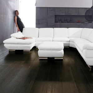 CALIA ITALIA Wohnlandschaft Glamour, italienische Designwohnlandschaft, extrakomfortabel bequem, für mehr Sitzkomfort, hochwertiger Lederbezug, U-Form, Designfuß