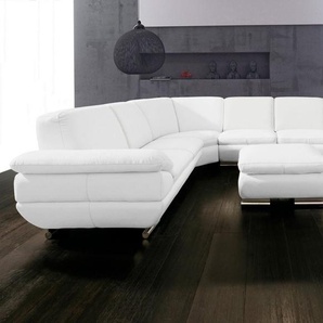CALIA ITALIA Wohnlandschaft Glamour, italienische Designwohnlandschaft, extrakomfortabel bequem, für mehr Sitzkomfort, hochwertiger Lederbezug, U-Form, Designfuß