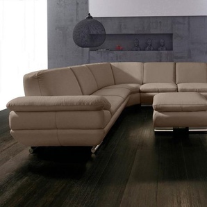 CALIA ITALIA Wohnlandschaft Glamour, italienische Designwohnlandschaft, extrakomfortabel bequem, für mehr Sitzkomfort, hochwertiger Lederbezug, U-Form, Designfuß