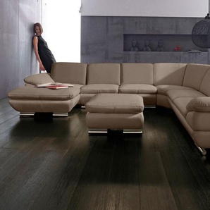 CALIA ITALIA Wohnlandschaft Glamour, italienische Designwohnlandschaft, extrakomfortabel bequem, für mehr Sitzkomfort, hochwertiger Lederbezug, U-Form, Designfuß