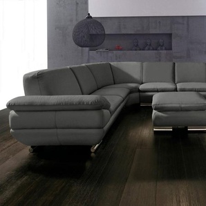 CALIA ITALIA Wohnlandschaft Glamour, italienische Designwohnlandschaft, extrakomfortabel bequem, für mehr Sitzkomfort, hochwertiger Lederbezug, U-Form, Designfuß