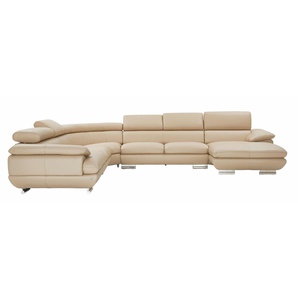 CALIA ITALIA Wohnlandschaft Magic, italienisches Sofa zum Träumen, erstklassiger Sitzkomfort, verstellbaren Kopfstützen zum Relaxen, in 2 Lederqualitäten, U-Form