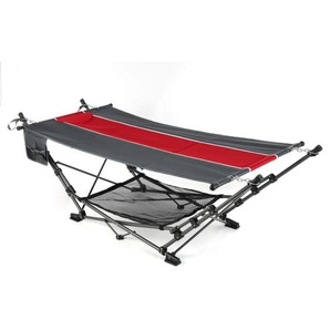 Camping Hängematte rot /grau 234x100x73,4cm Witterungsbeständig Ablage - Primaster