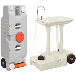 vidaXL Camping-Handwaschständer mit Wasserbehälter mit Rollen Grau