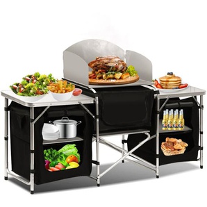 Campingküche Windschutz Alu Kochen Spritzschutz Faltschrank Camping