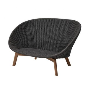Cane Line Sofa Peackock 2sitzer in dark grey 100% Polypropylen / Teakbeine / Alu
