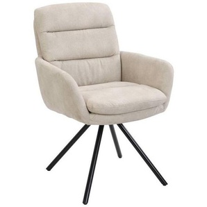 Cantus Armlehnstuhl, Beige, Metall, Textil, Drehkreuz, 62x89x65 cm, Stoffauswahl, Sitzfläche 360° drehbar, inklusive Armlehnen, Esszimmer, Stühle,