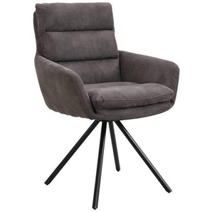 Cantus Armlehnstuhl, Grau, Metall, Textil, Drehkreuz, 62x89x65 cm, Sitzfläche 360° drehbar, inklusive Armlehnen, Esszimmer, Stühle, Esszimmerstühle,