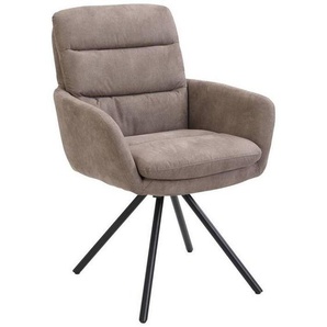 Cantus Armlehnstuhl, Taupe, Metall, Textil, Drehkreuz, 62x89x65 cm, Sitzfläche 360° drehbar, Stoffauswahl, inklusive Armlehnen, Esszimmer, Stühle,